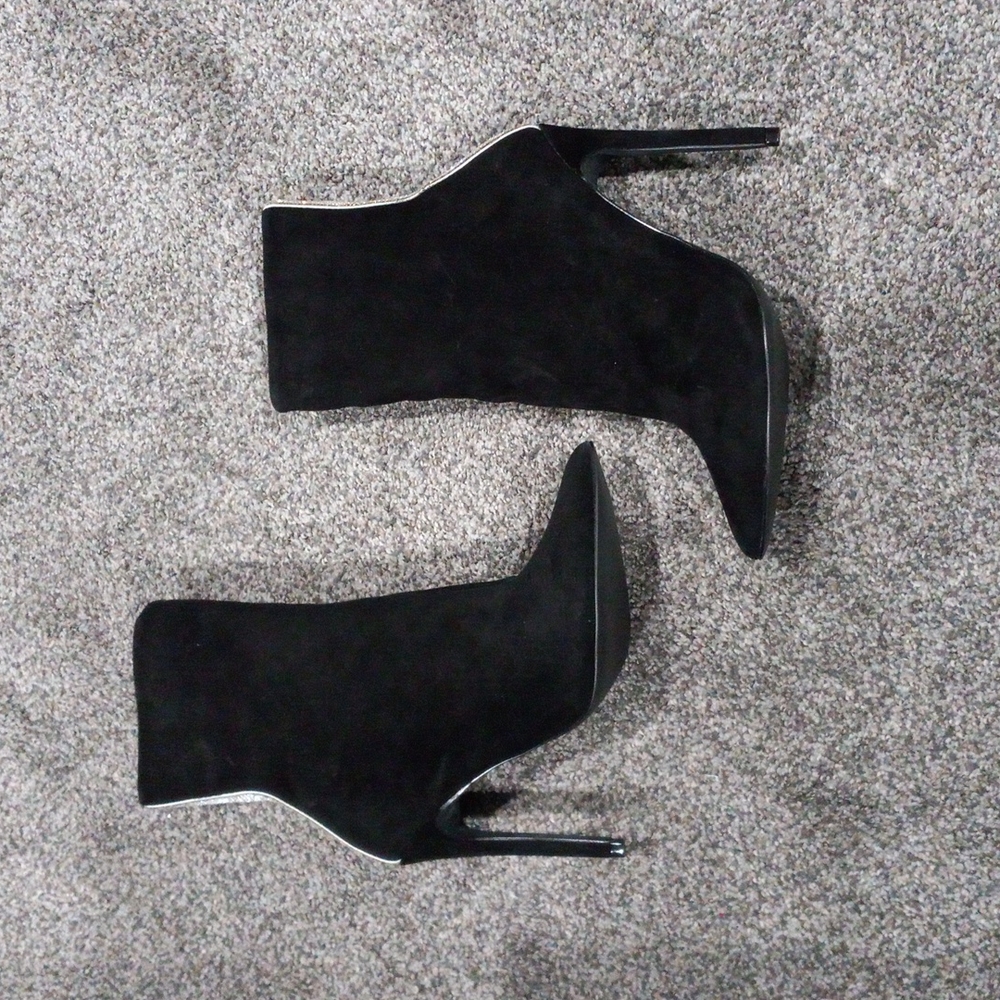 Black Suede Steve Madden Crystal Ankle Bootie